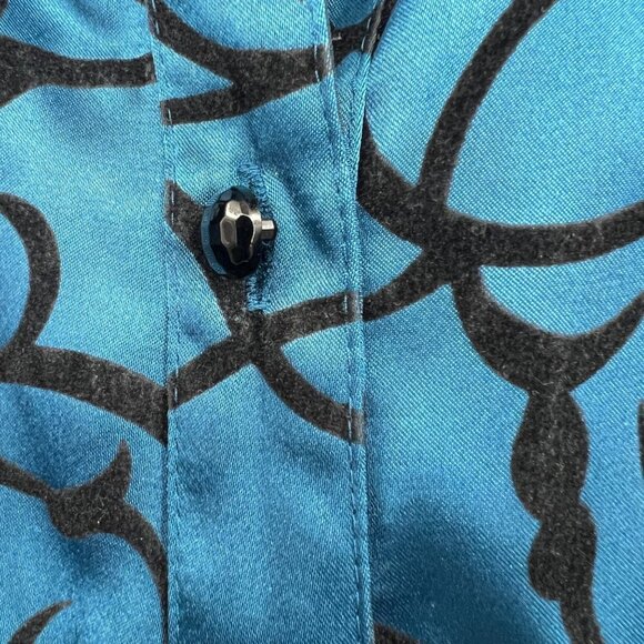 Lane Bryant Women's Black and Blue Blouse Plus size 22/24 Vintage belt glamorous - Picture 4 of 7